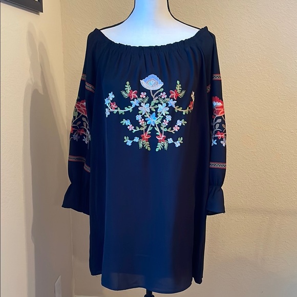 Entro embroidered black Dress . Size large .New Condition - Picture 1 of 7